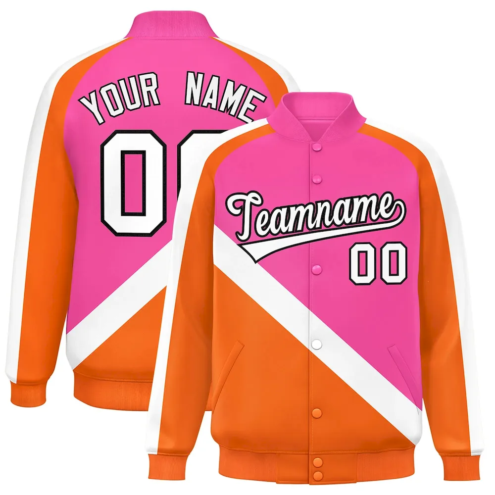 Custom Aqua Pink Full-Snap Varsity Raglan Sleeves Letterman Baseball Jacket