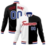 Custom Black White-Black Raglan Sleeves Varsity Full-Snap Letterman Jacket
