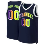 Custom Navy Yellow-White Classic Gradient Fashion Tops Basketball Jersey