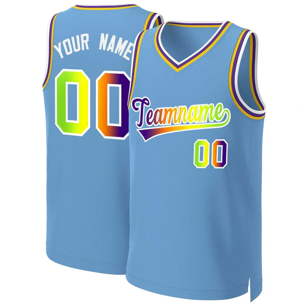 Custom Yellow Purple-Black Classic Gradient Fashion Tops Basketball Jersey