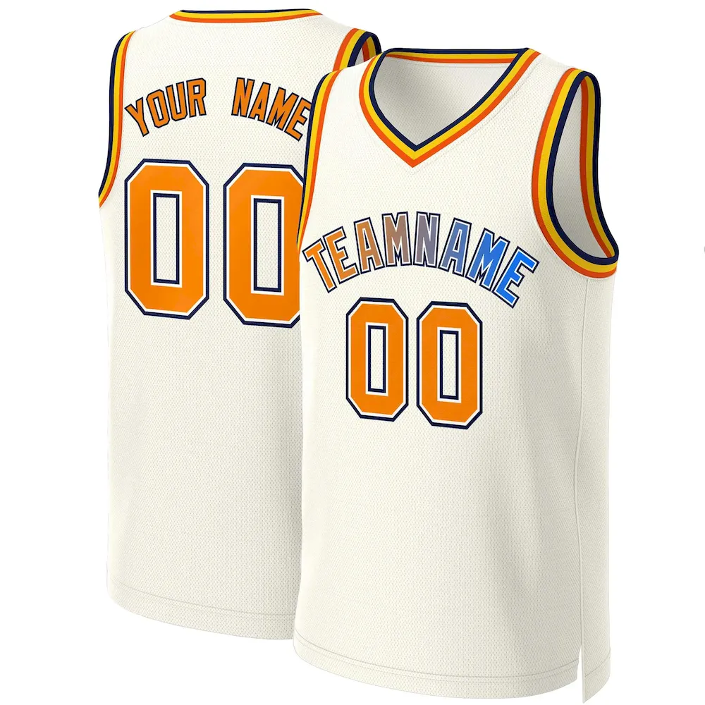 Custom Khaki Orange-White Classic Gradient Fashion Tops Basketball Jersey