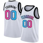 Custom White Pink-Black Gradient Fashion Tops Basketball Jersey