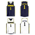 Custom Navy White Double Side Tops Athletic Basketball Jersey