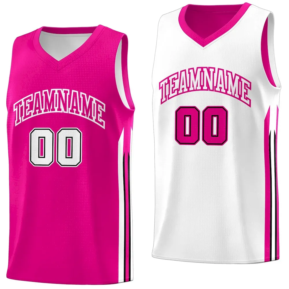 Custom Pink White Double Side Tops Training Fashion Basketball Jersey