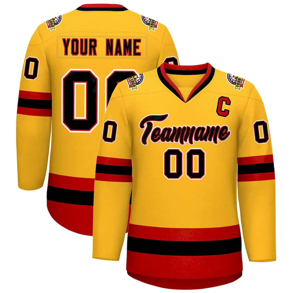Custom Green White Green-Gold Classic Style Hockey Jersey