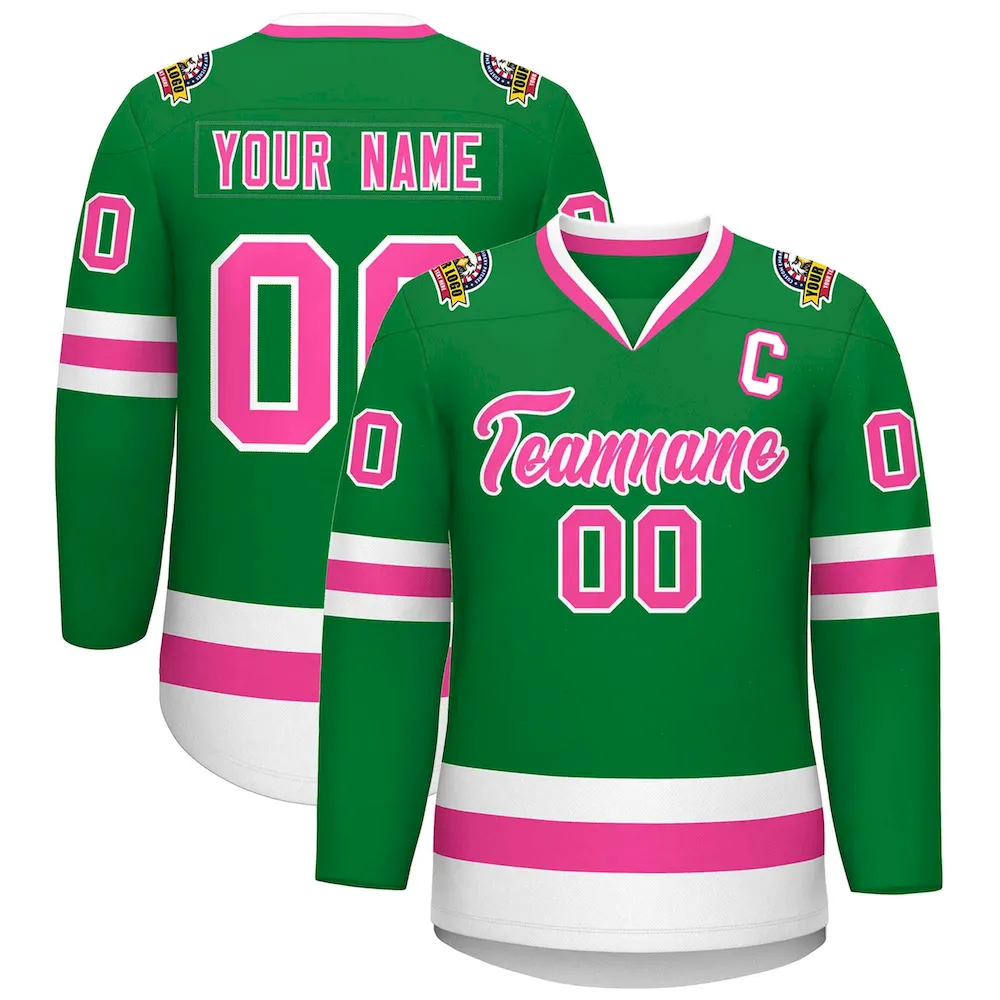 Custom Midnight Green White Olive-Gold Classic Style Hockey Jersey