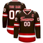 Custom Brown Red-White Classic Style Hockey Jersey