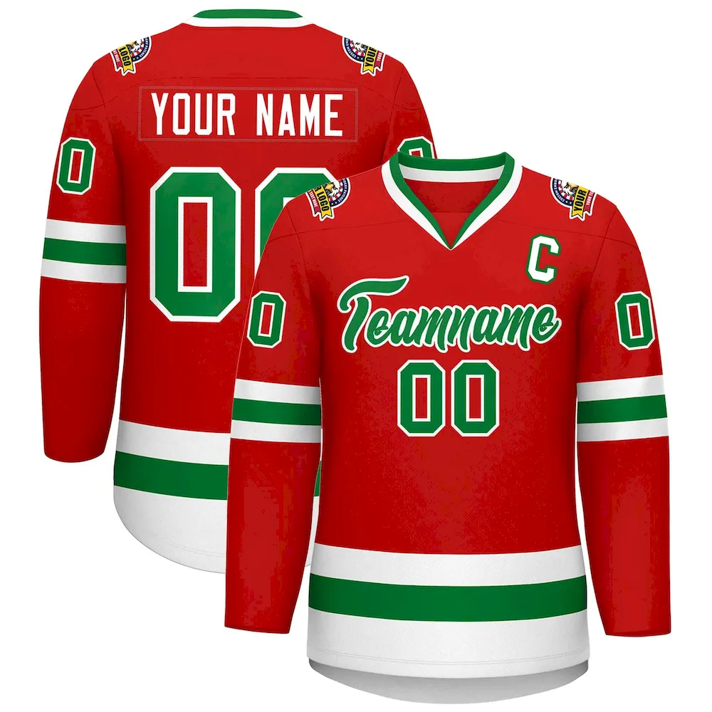 Custom Orange Royal White-Black Classic Style Hockey Jersey