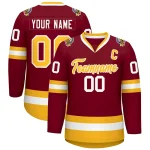 Custom Crimson Gold-White Classic Style Hockey Jersey