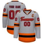Custom Gray Navy White-Red Classic Style Hockey Jersey