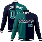 Custom Black Royal-White Varsity Full-Zip Letterman Bomber Jacket