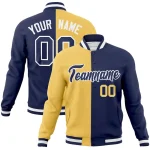 Custom Crimson Khaki Split Fashion Varsity Full-Snap Letterman Two Tone Jacket Hoodie