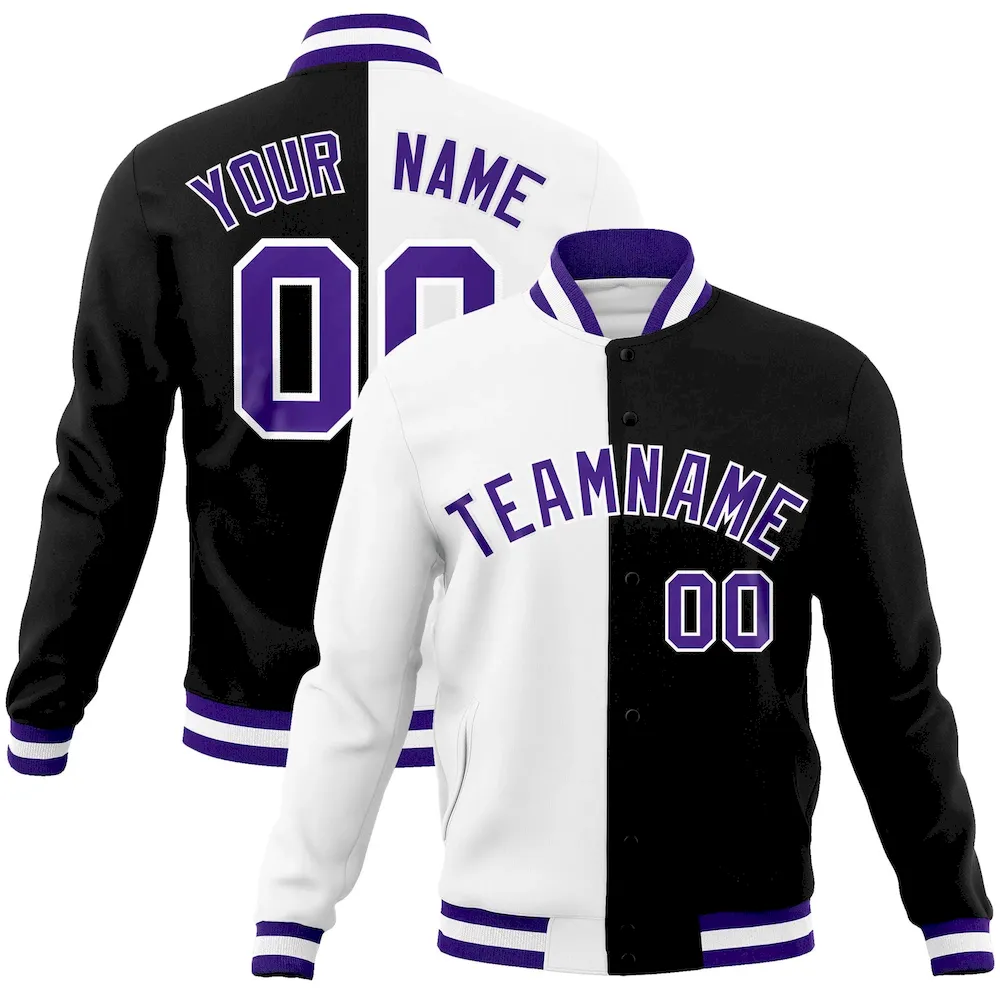 Custom White Royal-White Raglan Sleeves Varsity Full-Snap Letterman Jacket