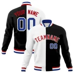Custom White Black-Red Varsity Full-Snap Letterman Two Tone Split Fashion Jacket