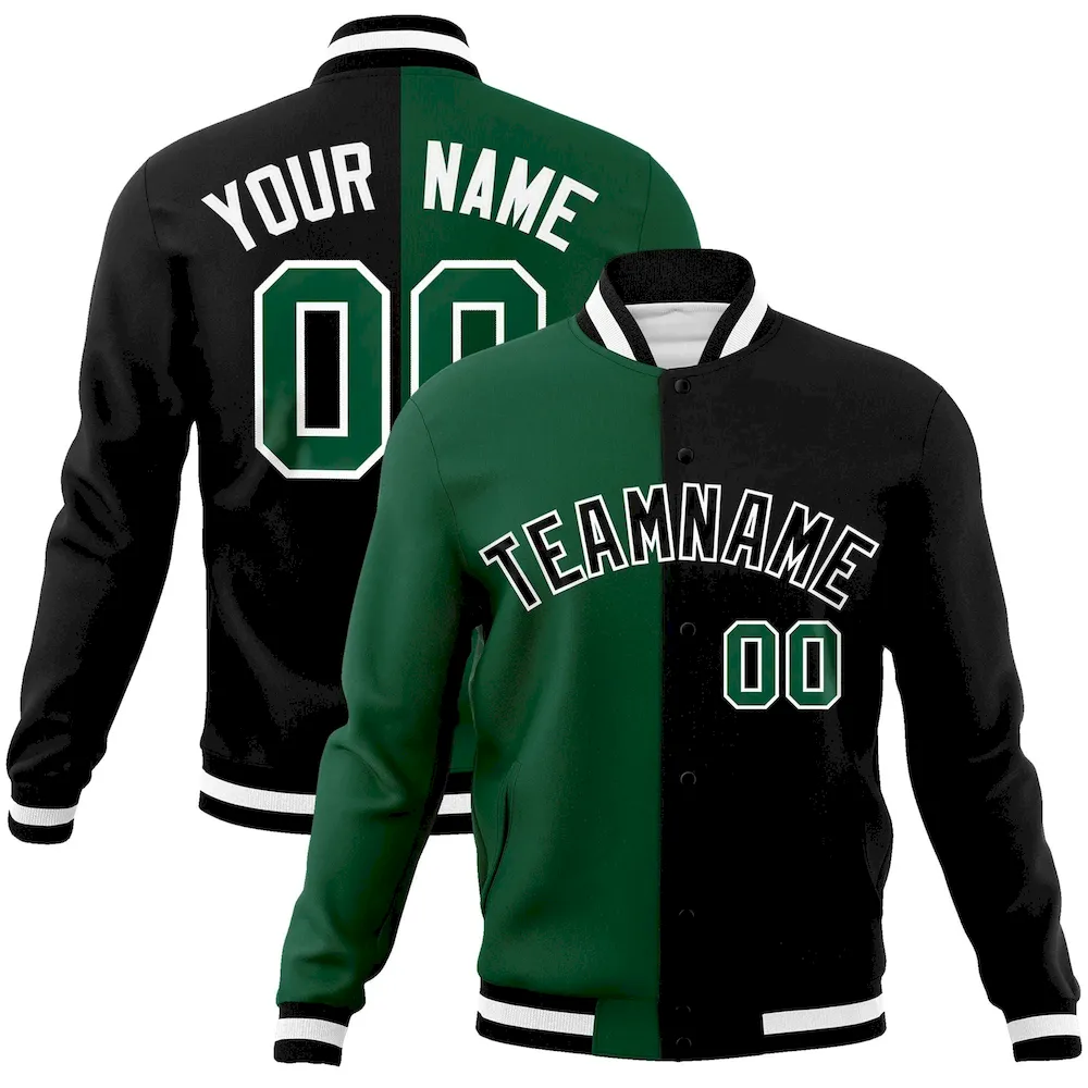 Custom Black Gold-Black Raglan Sleeves Varsity Full-Snap Letterman Jacket