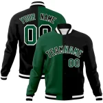 Custom Green Black-Black Varsity Full-Snap Letterman Two Tone Split Fashion Jacket