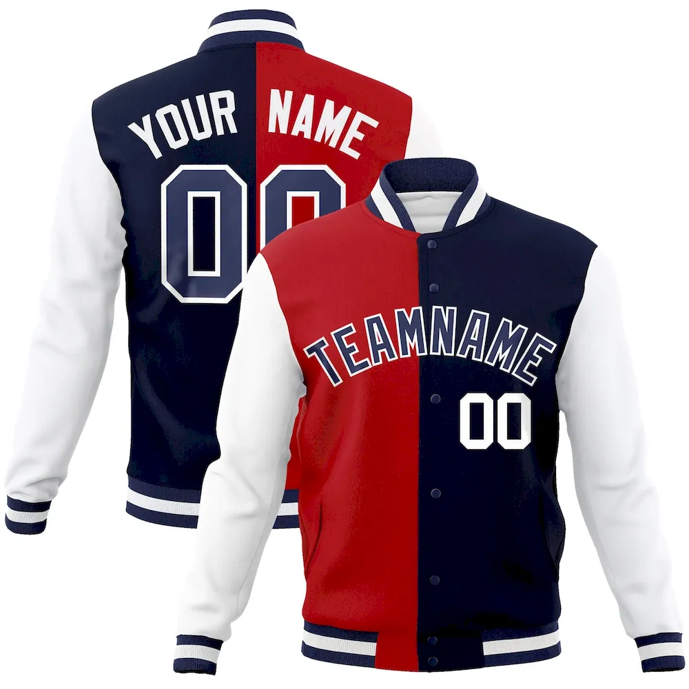 Custom Royal White-Red Letterman Solider Classic Style Varsity Full-Snap Jacket