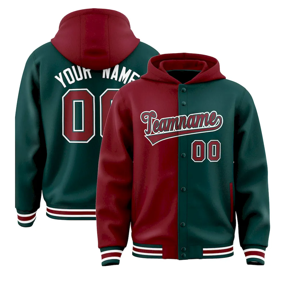 Custom Black Light Brown-Midnight Blue Gradient Varsity Full-Snap Raglan Sleeves Baseball Jacket