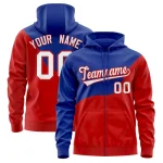 Custom Royal Red Color Block Varsity Full-Zip Letterman Wave Jacket Hoodie