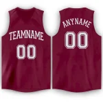 Custom Maroon White Classic Tops Athletic Basketball Jersey
