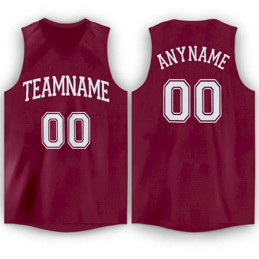Custom Maroon White Classic Tops Athletic Basketball Jersey