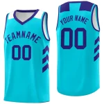 Custom Light Blue Purple-White Classic Tops Mesh Sport Basketball Jersey