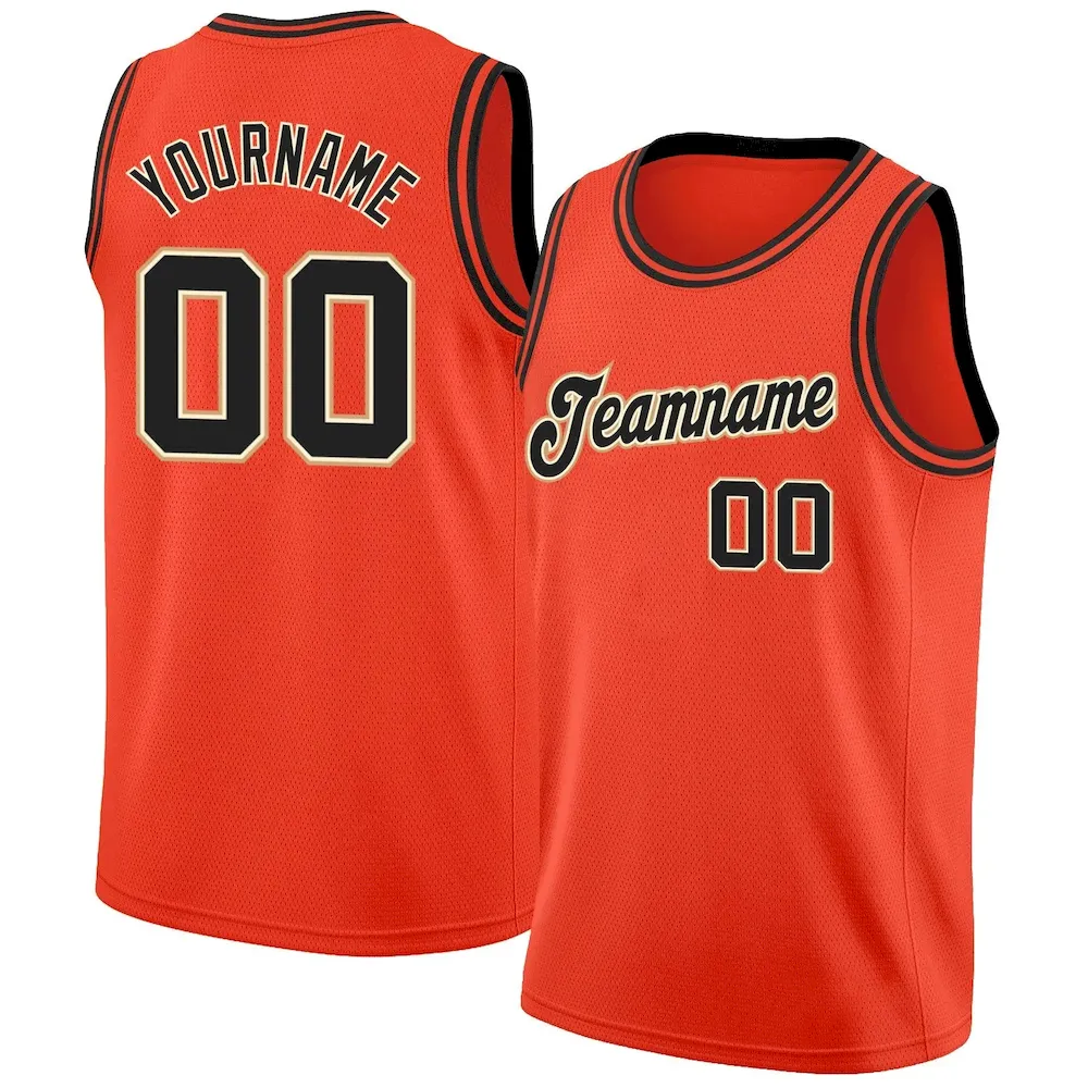 Custom Orange Black-Yellow Classic Tops Athletic Casual Basketball Jersey