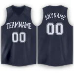 Custom Navy White Classic Tops Fashion Basketball Jersey
