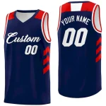 Custom Navy White-Red Classic Tops Sport Basketball Jersey