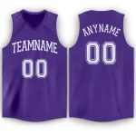 Custom Purple White Classic Tops Tank Top Basketball Jersey