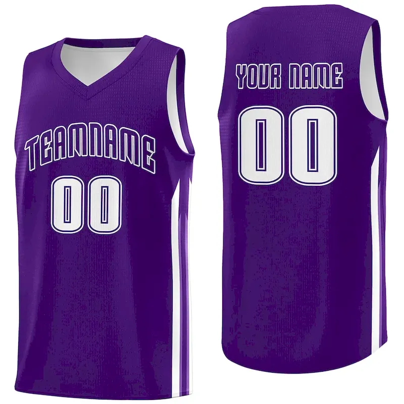 Custom Purple White Classic Tops Fashion Sportwear Basketball Jersey