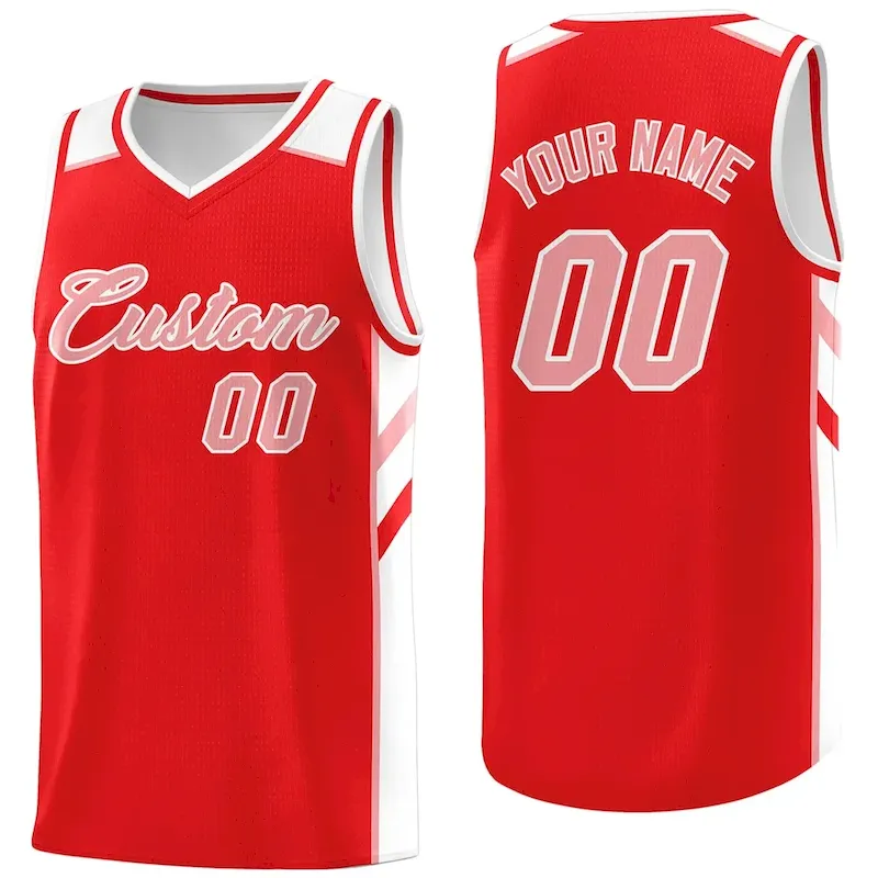 Custom Red White Pink Classic Tops Fashion Sportwear Basketball Jersey