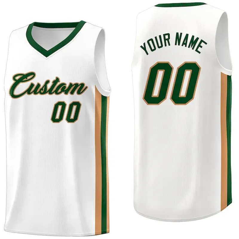 Custom White Orange-Yellow Classic Tops Athletic Casual Basketball Jersey