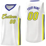 Custom White Royal-Yellow Classic Tops Athletic Casual Basketball Jersey