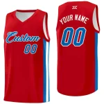 Custom Red Powder Blue-White Classic Tops Mesh Sport Basketball Jersey