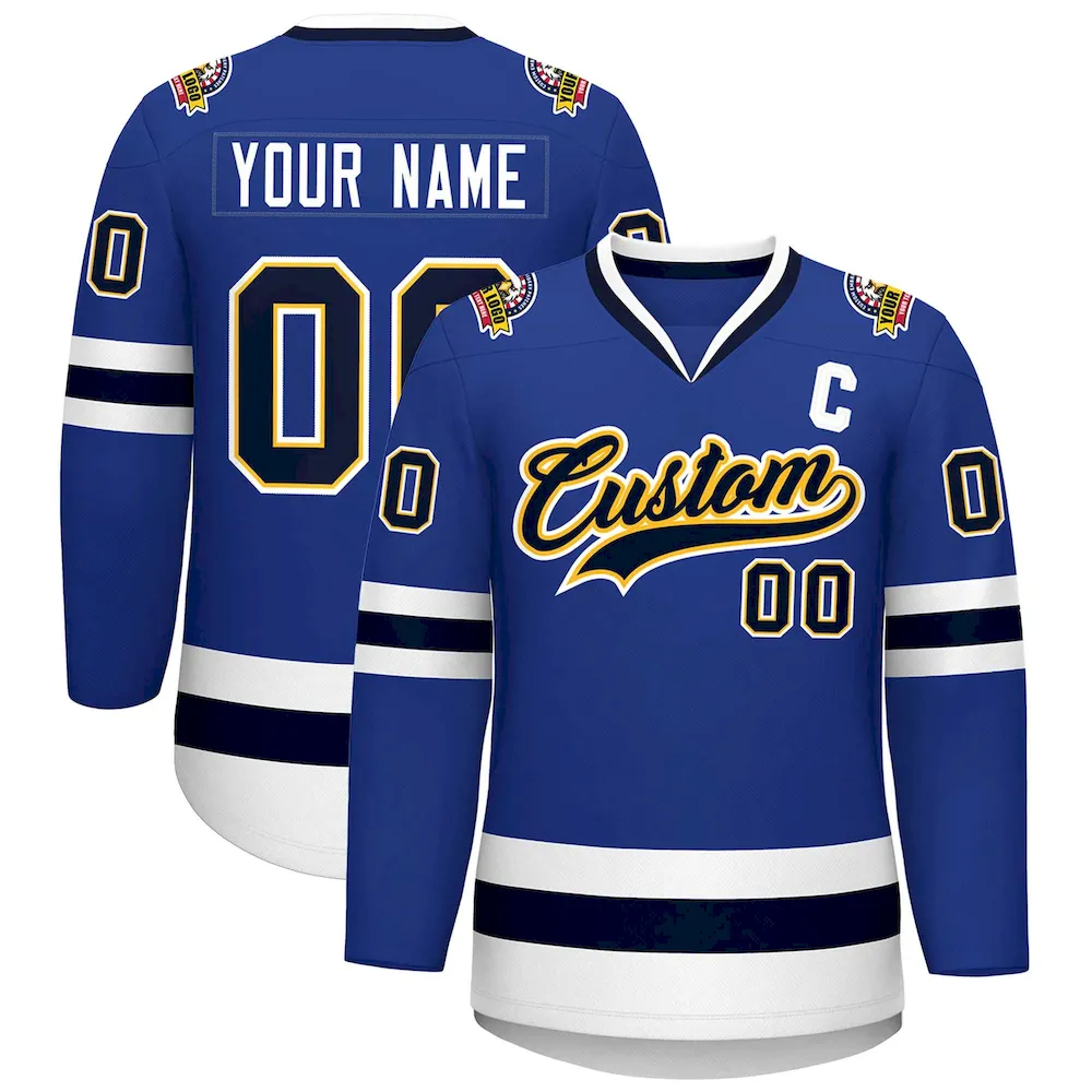 Custom Pink White-Royal Classic Style Hockey Jersey