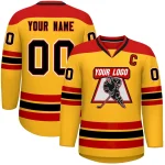Custom Gold Red-Black Personalized Classic V-Neck Hockey Jersey