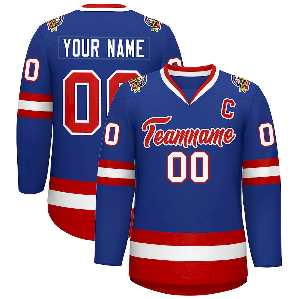 Custom Royal Red-White Classic Style Hockey Jersey
