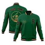 Custom Green Full-Snap Varsity Personalized Letterman Baseball Coats Jacket