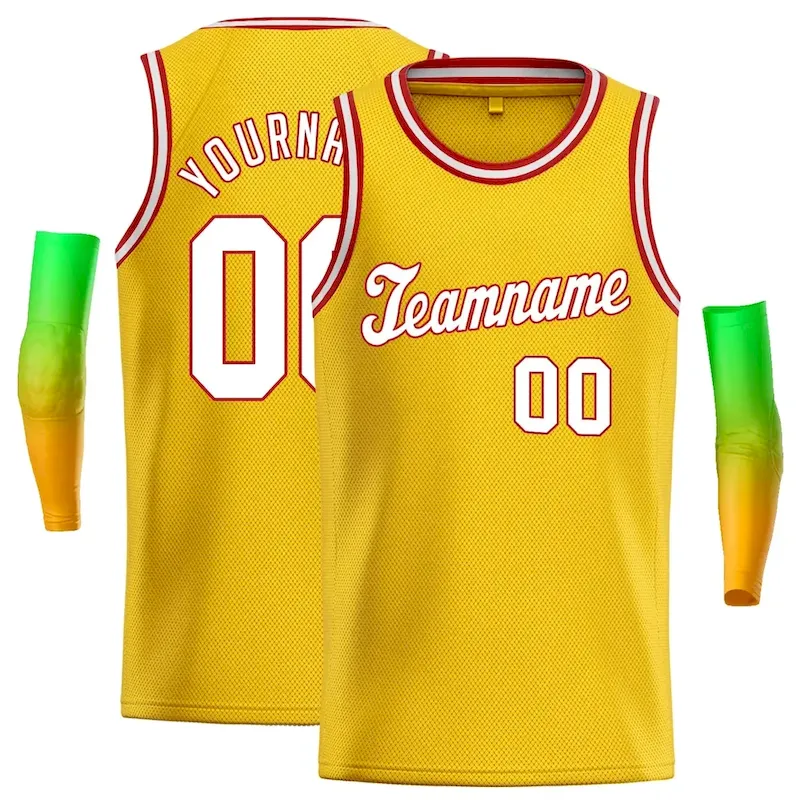 Custom Yellow Green Classic Tops Breathable Basketball Jersey