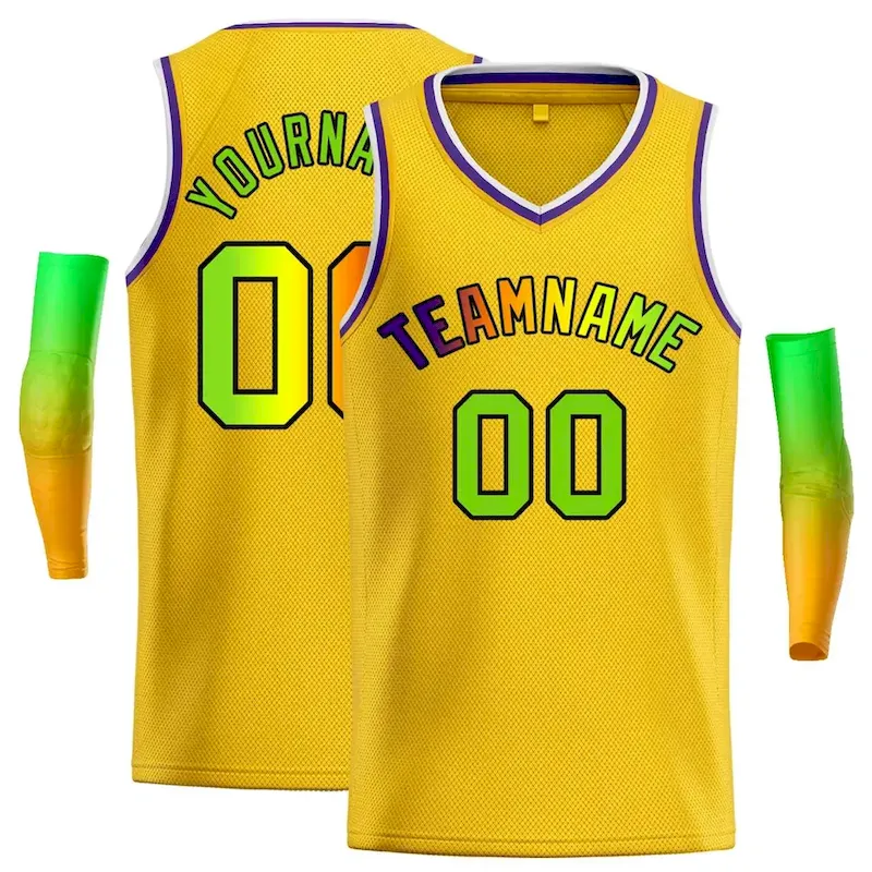 Custom Yellow Green-Black Classic Tops Men Casual Basketball Jersey