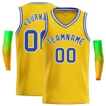 Custom Yellow Blue-Classic Tops Men Casual Basketball Jersey