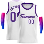 Custom White Purple Classic Tops Men Casual Basketball Jersey
