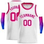 Custom White PinkClassic Tops Mesh Basketball Jersey