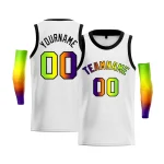 Custom White Light Blue Yellow-Black Gradient Fashion Tops Basketball Jersey