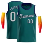 Custom Teal Gray-Navy Blue Classic Tops Fashion Sportwear Basketball Jersey