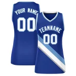 Custom Royal White-Light Blue Thick Slash Fashion Tops Mesh Basketball Jersey For Women