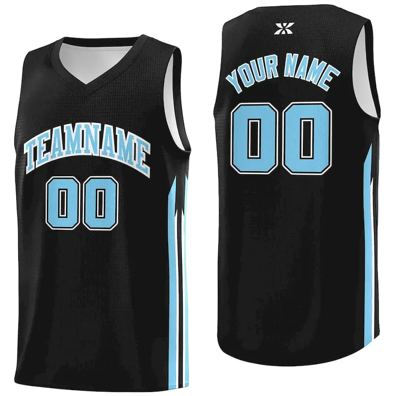 Custom Black Light Blue-Classic Tops Mesh Sport Bull Basketball Jersey