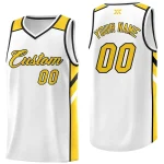 Custom White Yellow-Black Classic Tops Style Mesh Sport Basketball Jersey