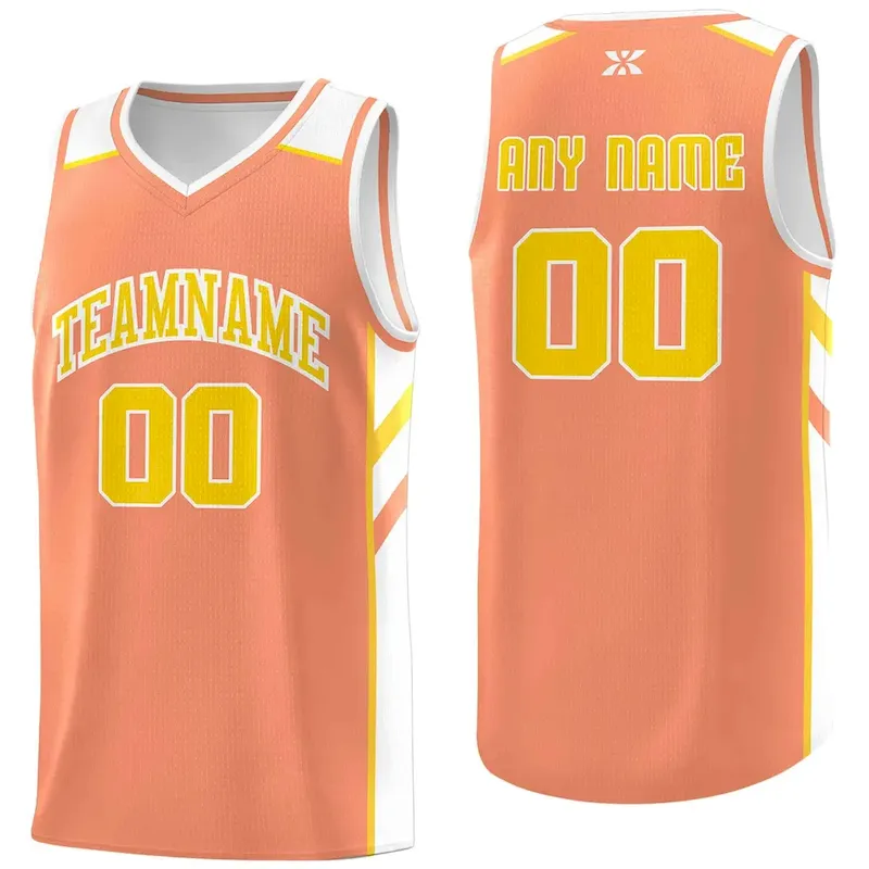 Custom Orange Yellow-White Classic Tops Style Mesh Sport Basketball Jersey
